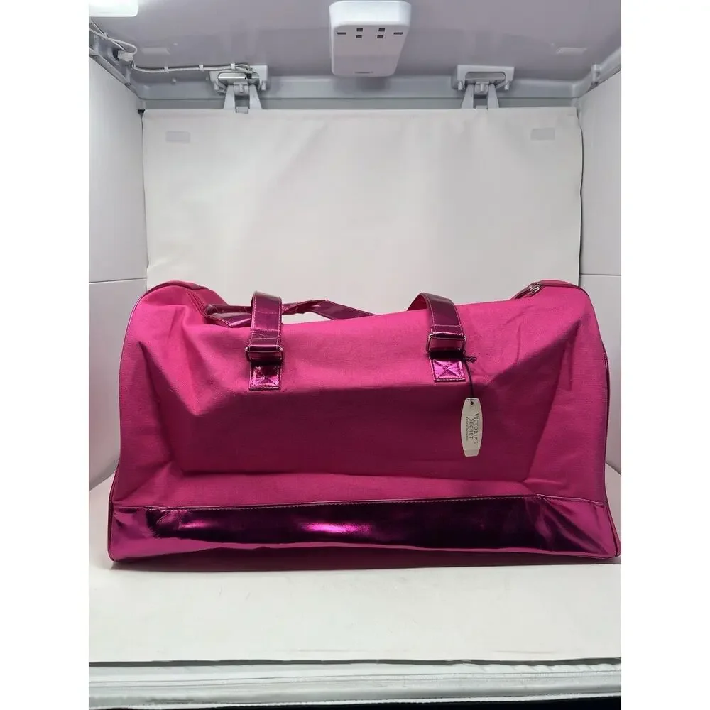 Victoria's Secret Travel Tote Bag Hot Pink Foil NWT $99‎ MSRP - Picture 4 of 6